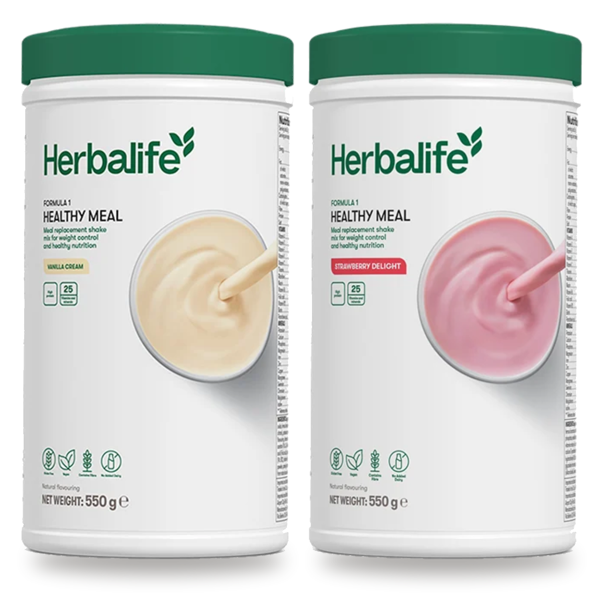 Formula 1 Shake Mix x2 - two 550g canisters, Vanilla Cream and Strawberry Delight