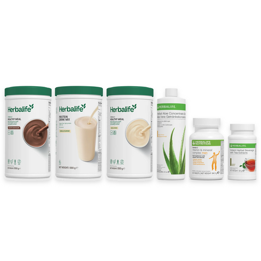 Body Goals Pack Ideal Plus - 2x Formula 1, Protein Drink Mix, Aloe, Vitamin & Mineral Complex, Tea