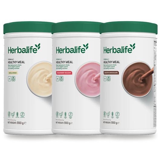 3X Formula 1 Shake Mix - three 550g canisters, Vanilla Cream, Strawberry Delight and Smooth Chocolate